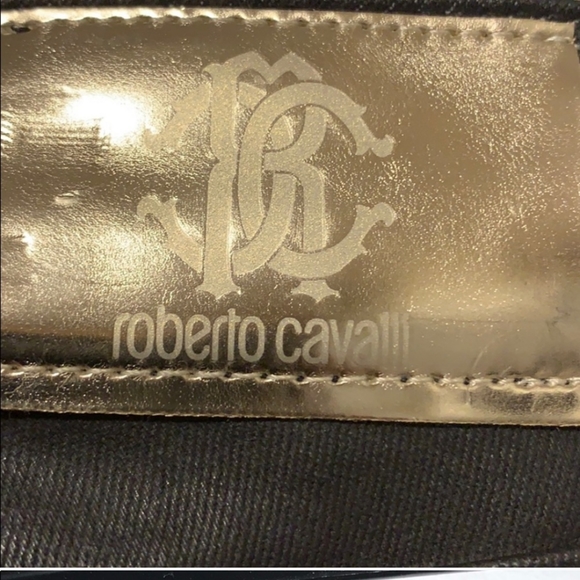 Roberto Cavalli black coated jeans